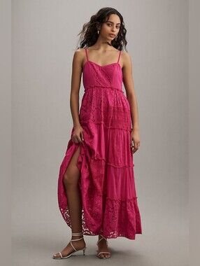 NWT, Anthro Bhanuni by Jyoti Sleeveless Patchwork Lace Tiered Midi Dress